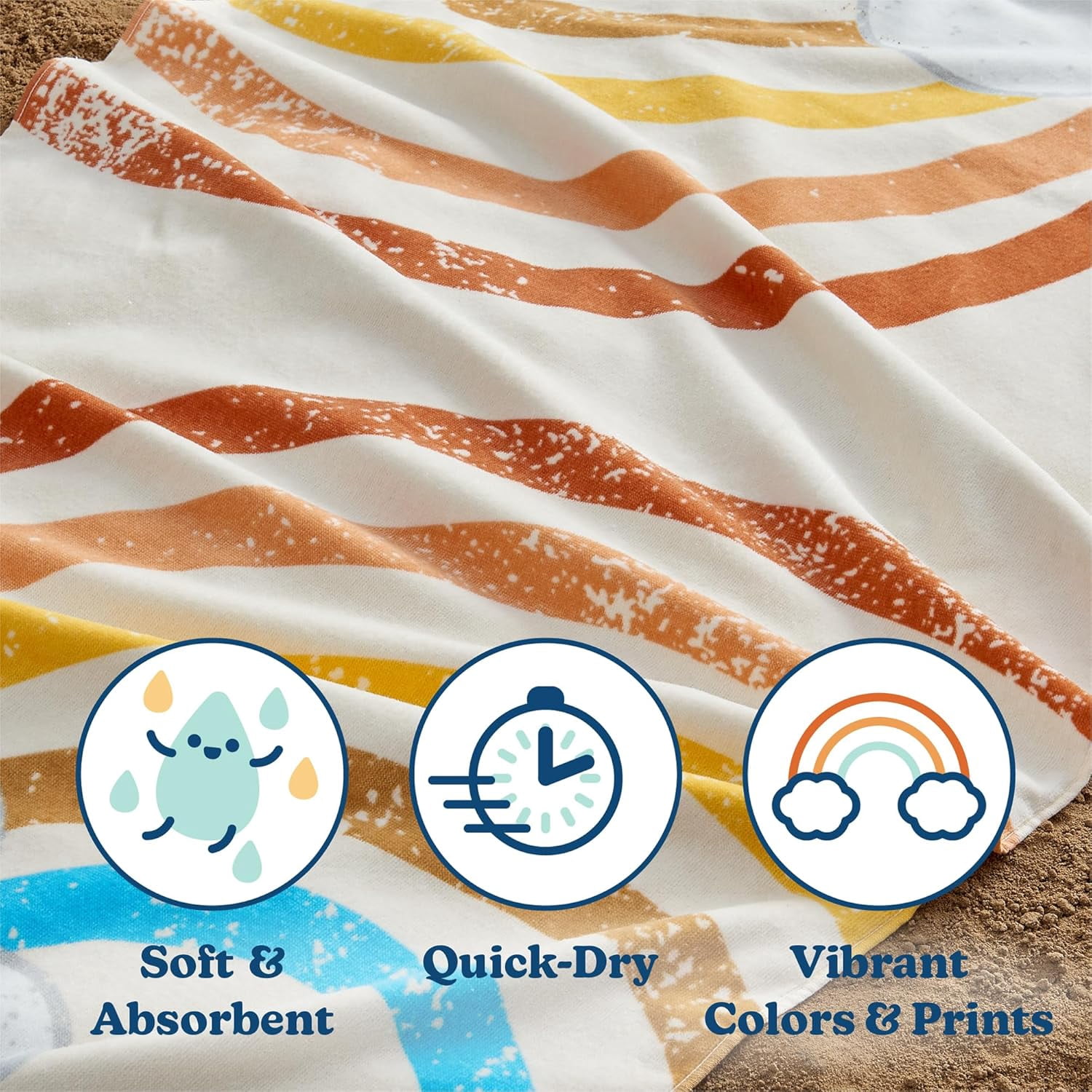 100% Polyester Beach Towel for Kids, Toddler, & Baby | Bath, Pool, Camping, Travel Towel for Boys & Girls | Toddler Beach Essentials, Quick-Dry, & Absorbent Towel (Rainbow, 30" x 60")