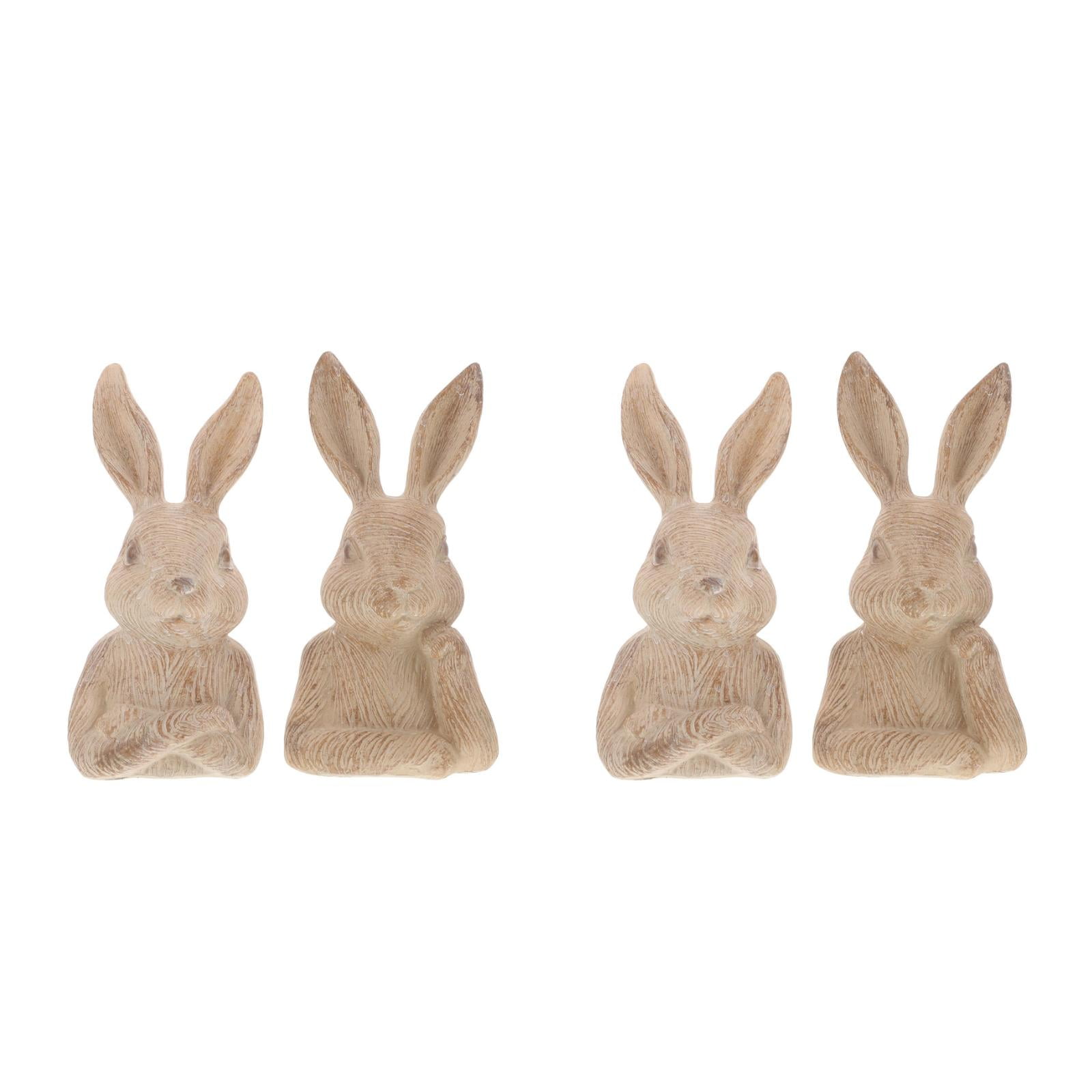 unbranded 4 pcs  Resin Easter Rabbit Model Small Easter Bunny Figurine Rabbit Adornment Bonsai Decor