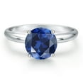 thumbnail image 3 of Gem Stone King 14K White Gold Blue Created Sapphire Solitaire Engagement Ring for Women | 2.50 Cttw | Round 8MM | Gemstone September Birthstone | Size 9, 3 of 6