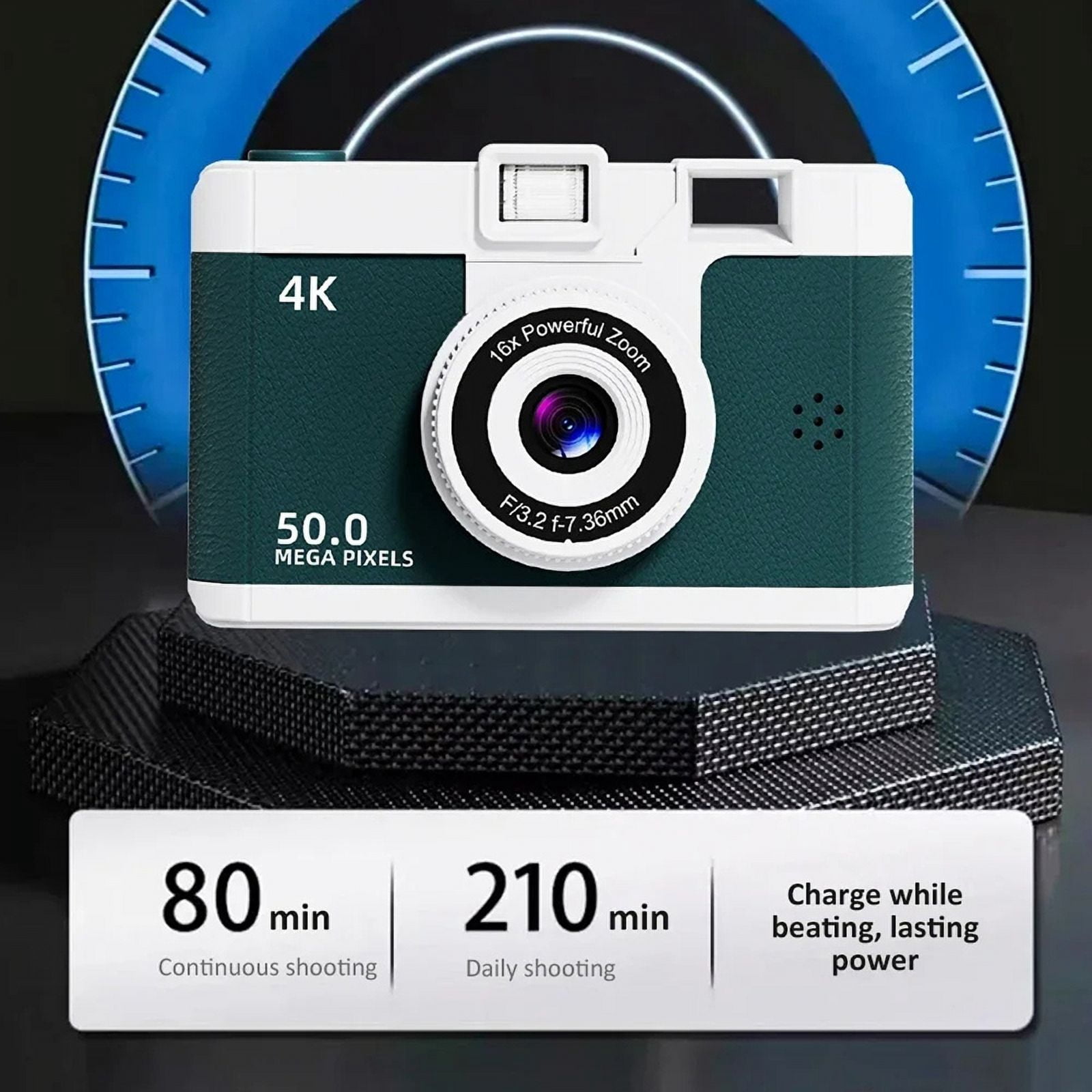 4K Retro Digital Camera with WIFI Wireless Transmission 16x Digital Zoom Video Instant Thermal Camera with Flash&Filt,A