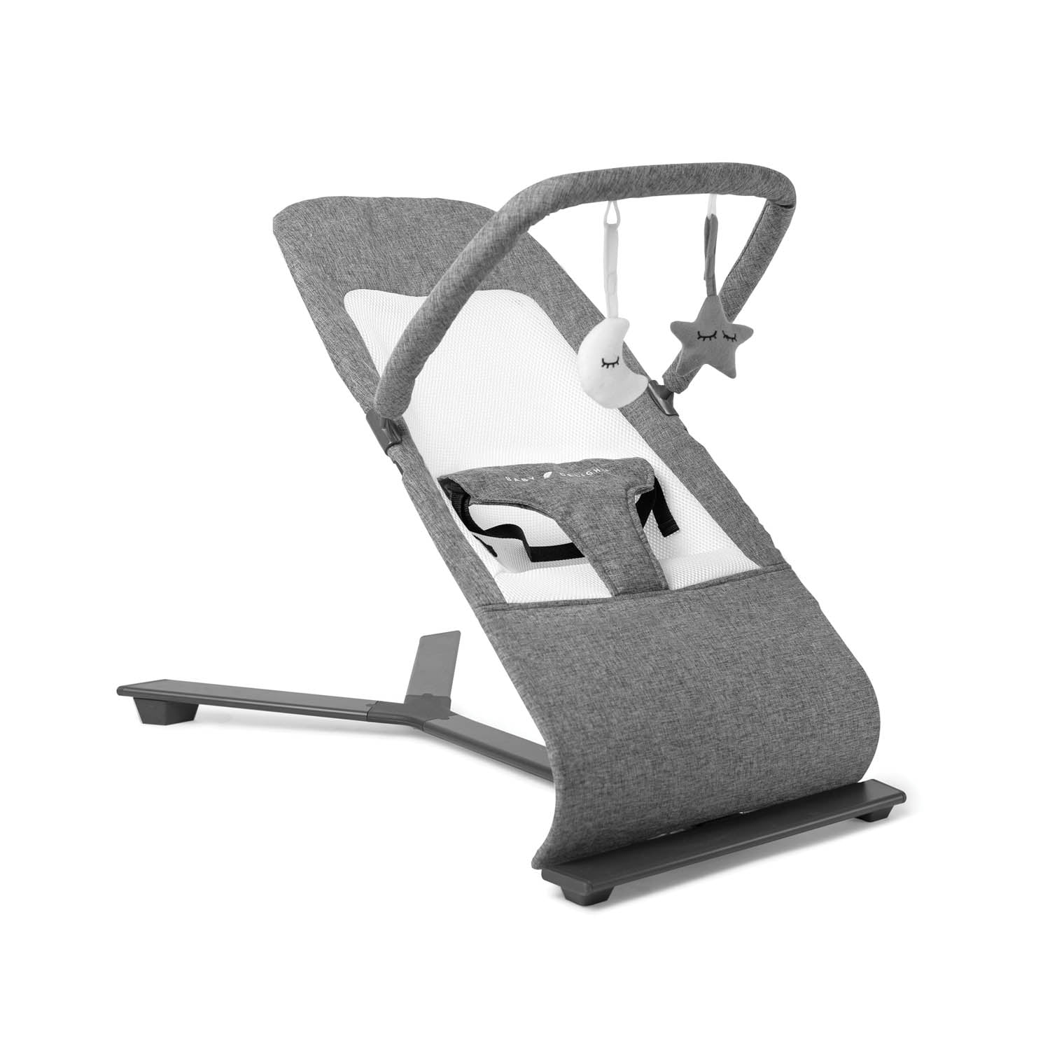 Baby Delight Go With Me Alpine - Deluxe Portable Bouncer in Charcoal Tweed  - For Use 0-6 Months or up to 20lbs