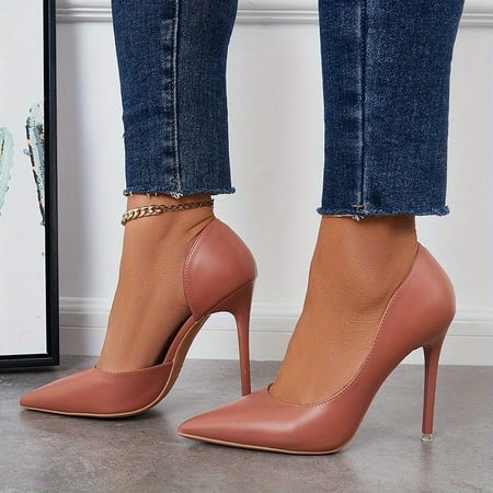 

Women s Solid Color Stiletto Buckle High Heels - Heeled Ankle Strap Peep Sandals