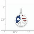 thumbnail image 2 of Beautiful Sterling Silver Polished Enamel American Flag Peace Sign Pendant, 2 of 2