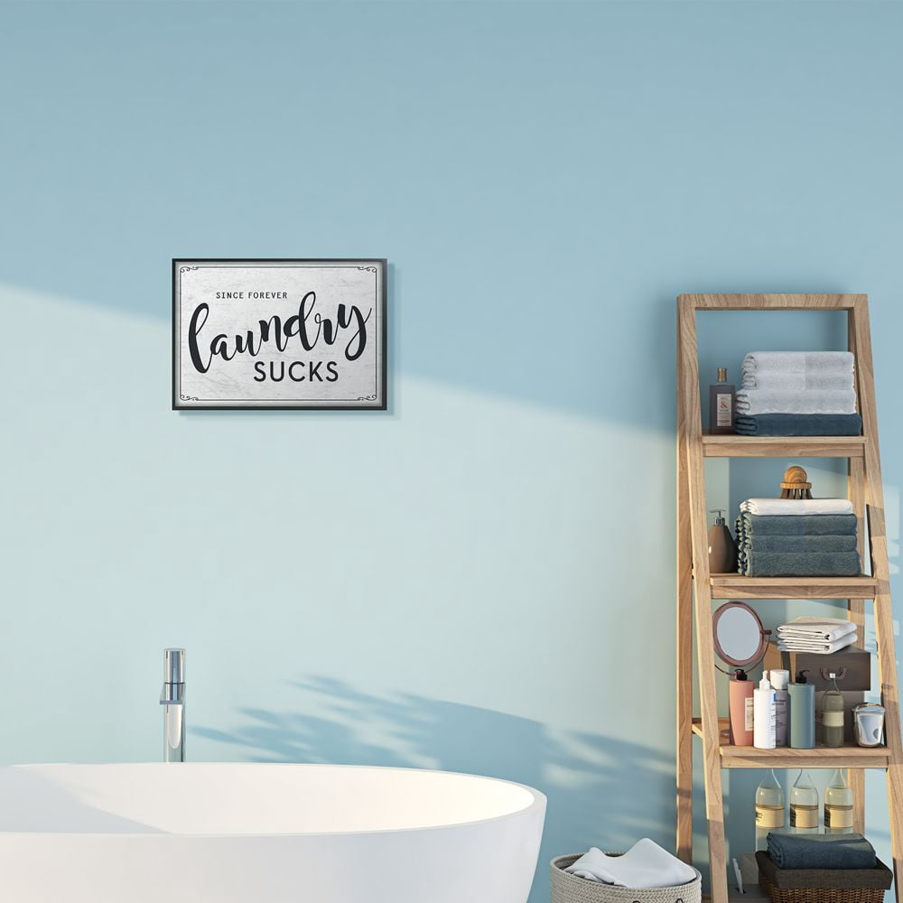 Stupell Industries Sassy Laundry Room Sign Funny Family Humor Framed Wall Art Design by Lettered and Lined, 11" x 14", Black Framed