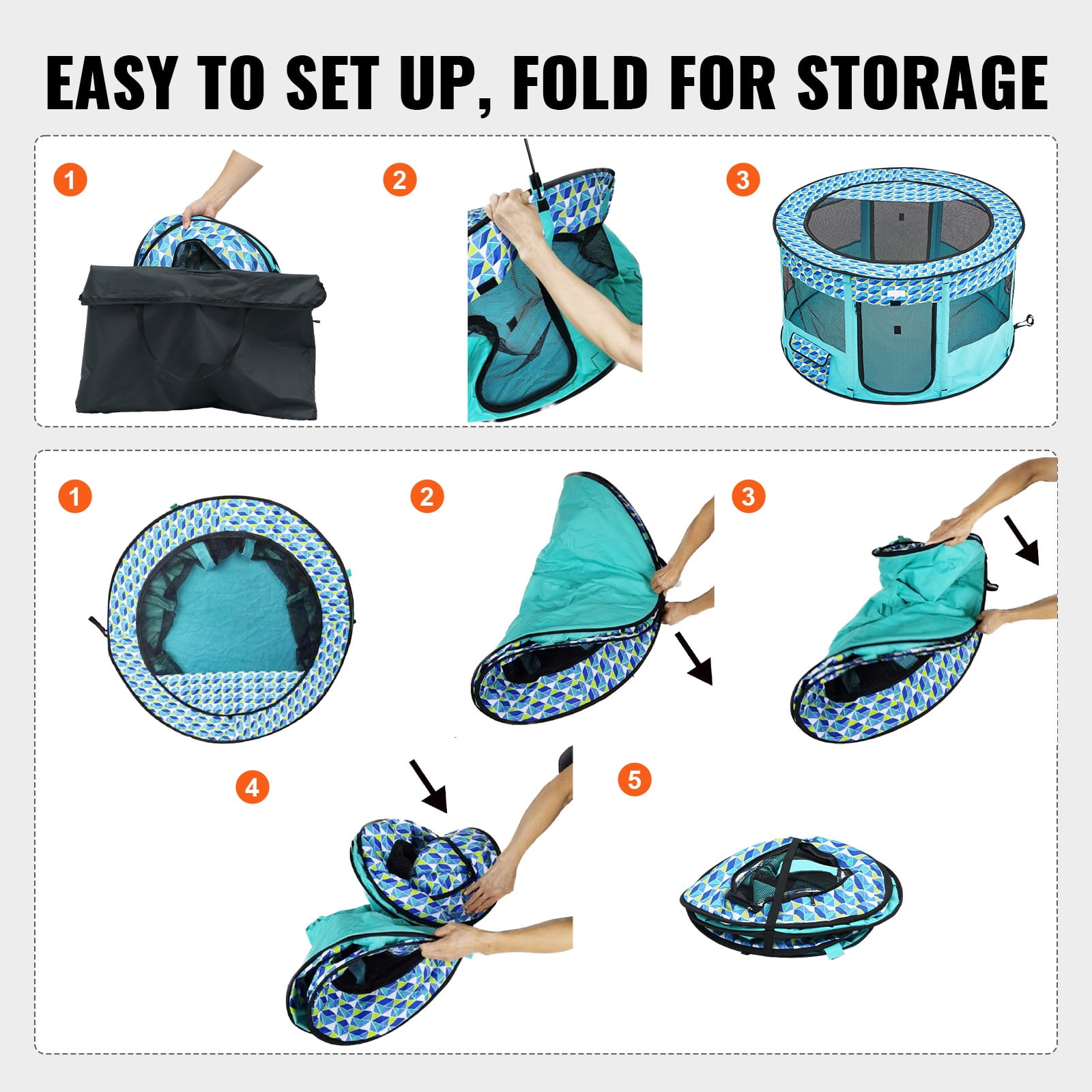 VEVOR Foldable Pet Playpen 44 x 44 x 24 in Portable Dog Playpen Crate for Cat