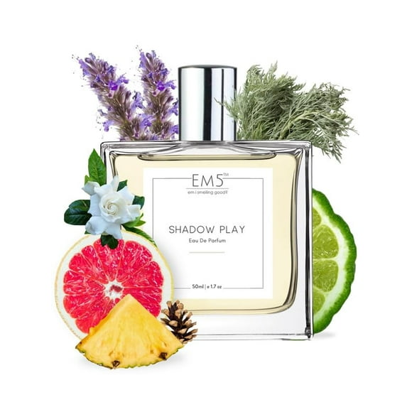 EM5 Shadow Play Eau De Parfum For Men & Women 50ml, 1.7 Fl.oz. | Strong & Long Lasting Fragrance - Unisex Perfume | Luxury Gift For Him Or Her - With Earthy, Woody, Sweet & Citrus Notes