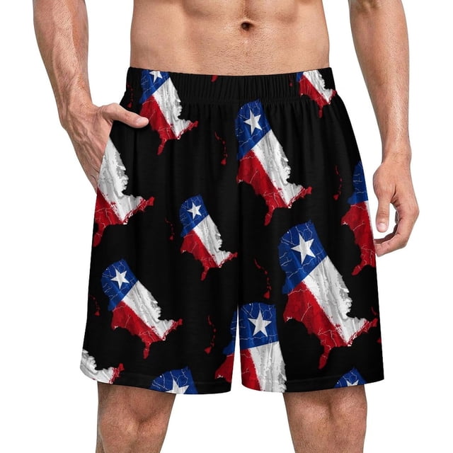 Faty-T Texas Flag Map Men's Pajama Shorts Drawstring Pajama Pants Loungewear Pj Bottoms with Pockets