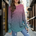 thumbnail image 2 of Womens T Shirts Long Sleeve Top Round Neck Basic Fashion Printed Tshir Thumbhole Tunic Tshirts, 2 of 5