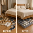 thumbnail image 3 of Under Bed 14 Pocket Shoe Storage Organizer with Clear Zippered Cover Grey Foldable, 3 of 7