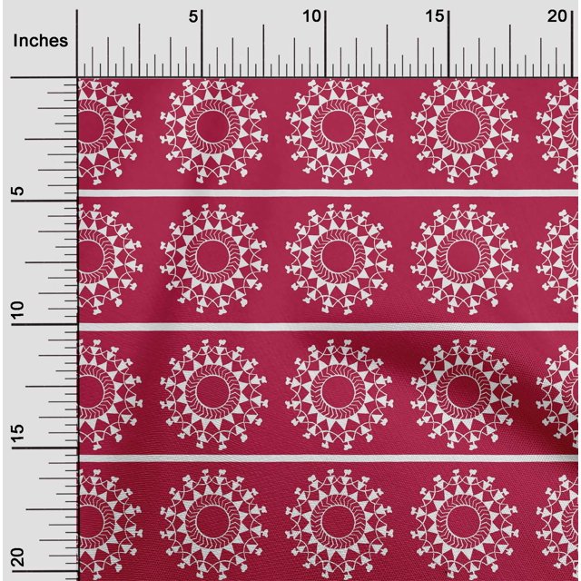 oneOone Viscose Jersey Fabric Stripe & Mandala Block Print Fabric BTY 60 Inch Wide