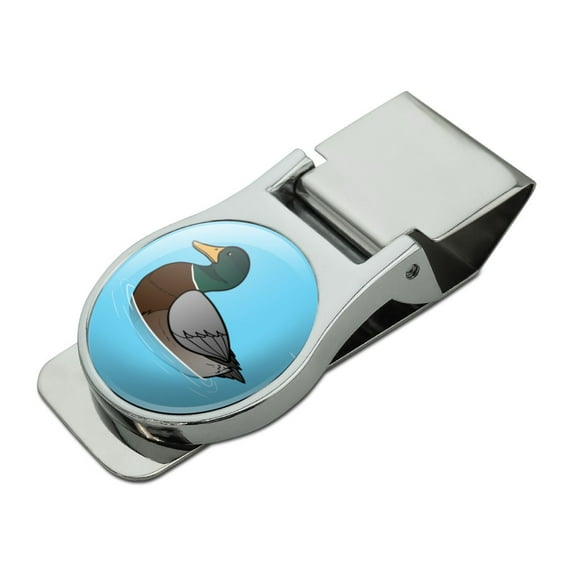 Duck Swimming in Water Satin Chrome Plated Metal Money Clip