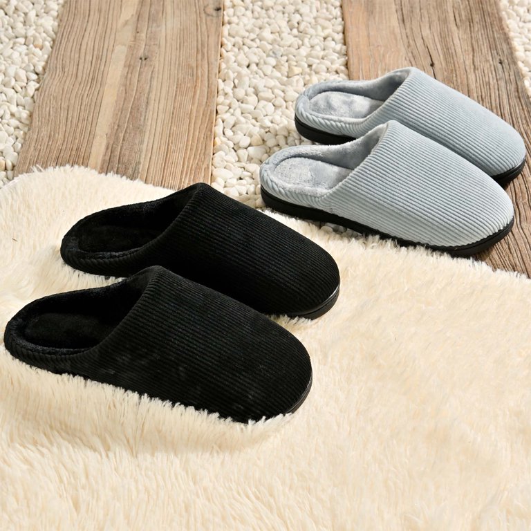 Men's Corduroy Slippers Memory Foam Bedroom House Shoes - Walmart.com