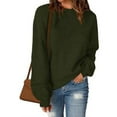 thumbnail image 2 of RYRJJ Oversized Sweaters for Women Long Sleeve Crew Neck Pullover Sweater Casual Fall Heathered Knit Tops Fashion(Army Green,L), 2 of 6