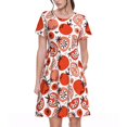 thumbnail image 1 of Balery Hand Drawn Tomatoes Vestidos sueltos de manga corta para mujer, vestidos de verano 2025, vestidos casuales de corte A con vuelo., 1 of 6