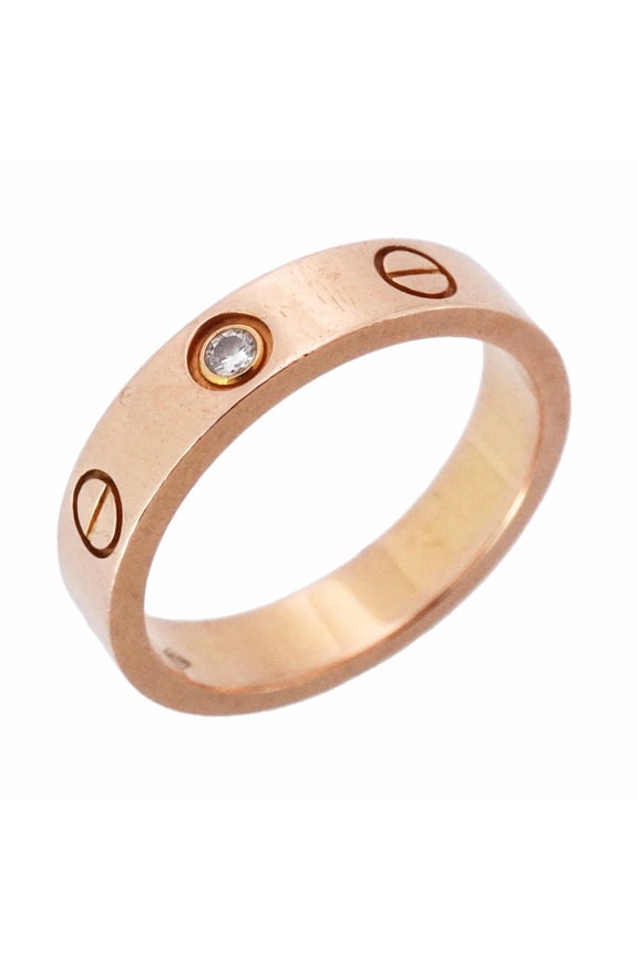 Pre-Owned Cartier Mini Love 1PD Ring, 18KPG Pink Gold with Diamonds, #49, Women's