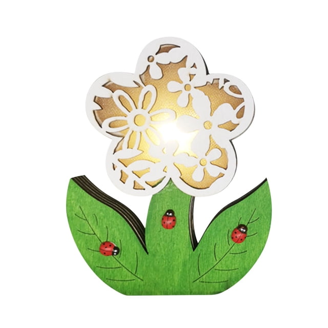 Decoraciones de Pascua para el Hogar Nuevo Hogar Decoración de Pascua Flor de Madera Led Luz Decoración de Flores de Pascua Luz Decorativa de Pascua Led Luces para Habitación