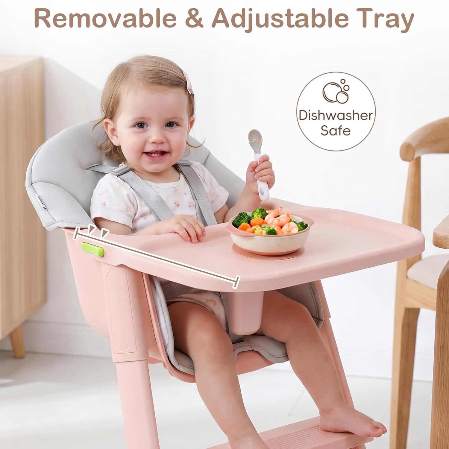 INFANS Baby High Chair, Full-Body Washable High Chairs for Babies and Toddlers Easy to Clean with Tray, 5-Point Harness, Light-Wight Design for Toddlers 6-36 Months