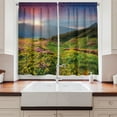 thumbnail image 2 of Ambesonne Nature Kitchen Curtains, Summer Scene Flowers, 55"x39", Pink Green Blue, 2 of 3