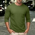 thumbnail image 7 of Mifsaly Cotton Tshirts for Men 3/4 Sleeve Casual Crewneck Tops Soft Breathable Regular Fit Layering Everyday Lounge Pullover Army Green,L, 7 of 7