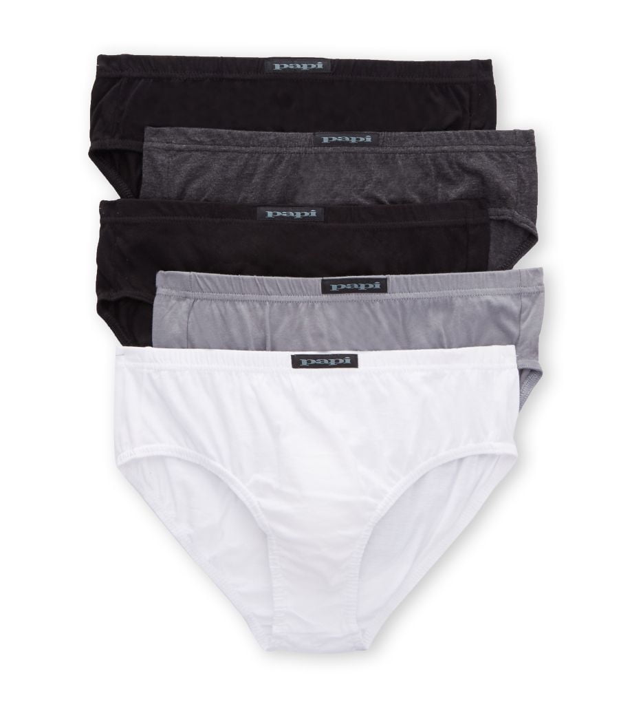 PAPI MEN UNDERWEAR PACK X5 SOLID 971 WHITE MEDIUM LOW RISE BRIEFS
