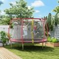 thumbnail image 3 of Soozier 10ft Outdoor Trampoline with Net Enclosure, Curved Poles and Safety Spring Cover,  Red, 3 of 10