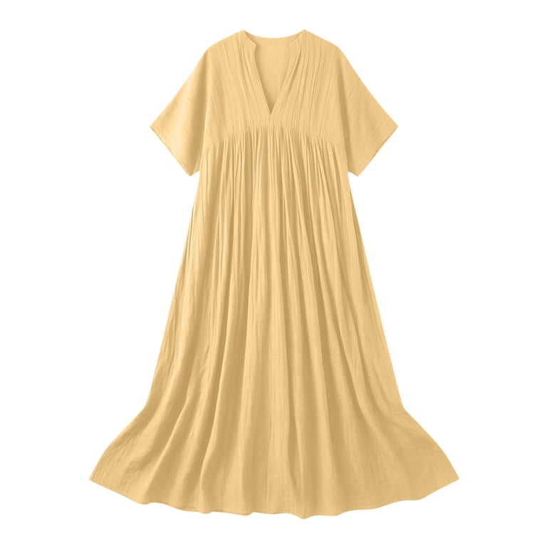 large size cotton dresses Women Cotton Dress Soft Casual Loose Robes Long Sleeves Shift Dress Boho Maxi Dresses Customized Dress Plus Size Clothing Linen Dress