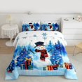thumbnail image 2 of Homewish Cartoon Blue Snowman Full Size Comforter Sets, Art Watercolor Xmas Tree Bedding Comforter Set, Santa Claus Gift Reversible Bedding Sets, Microfiber Bedroom Decor, 3 Pieces, 2 of 8