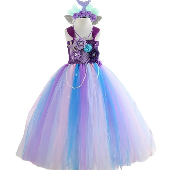 KAWELL Girls Mermaid Princess Dress Kids Mermaid Costume Dress up for Ariel 3-4Years