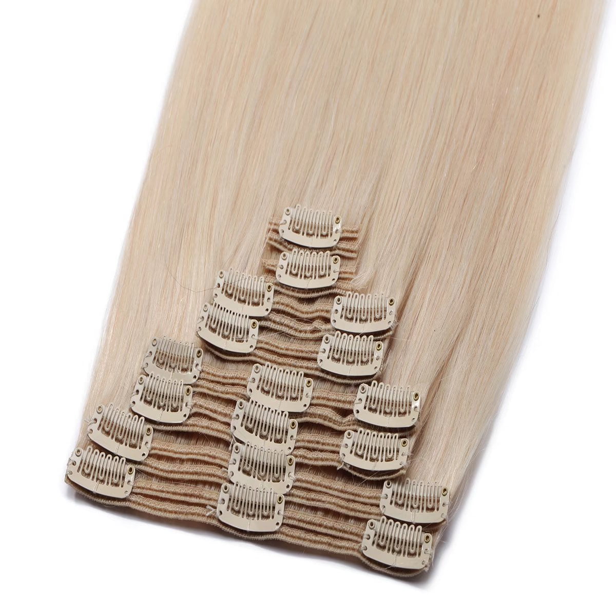 MY-LADY Extra Thick Clip in 100% Remy Human Hair Extension Double Weft Full Head Natural Hairpiece 110-170g #70 Bleach White24inch
