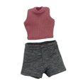 thumbnail image 3 of Camiseta sin mangas con pantalones cortos a escala 1/6, traje básico corto, disfraz realista, minifalda de verano. gris, 3 of 9