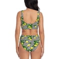 thumbnail image 3 of Rocae Lemons on Striped for Bikini Set for Women Two Piece Sexy High Swimsuits Split Crossover Bikini Medium, 3 of 9