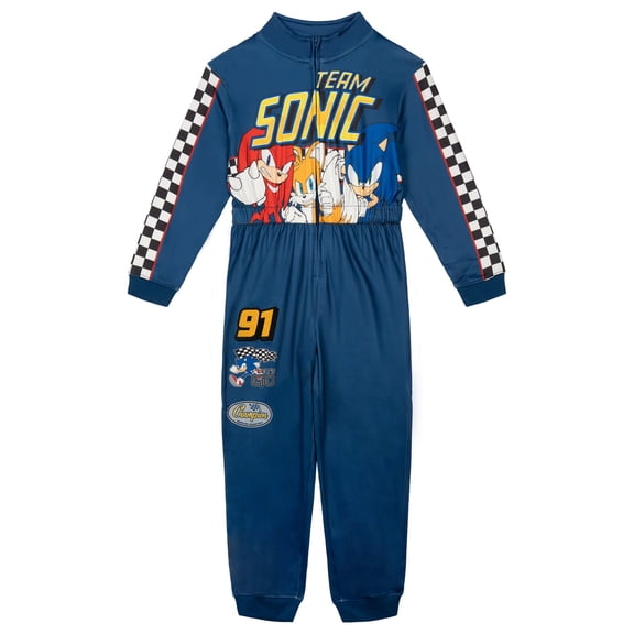 SEGA Sonic The Hedgehog Tails Knuckles Racing Zip Up Coverall Toddler to Big Kid