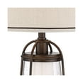 thumbnail image 5 of Franklin Iron Works Hugh Industrial Rustic Table Lamp 26" High Bronze Metal Seeded Glass with LED Nightlight Off White Shade for Bedroom Living Room, 5 of 9