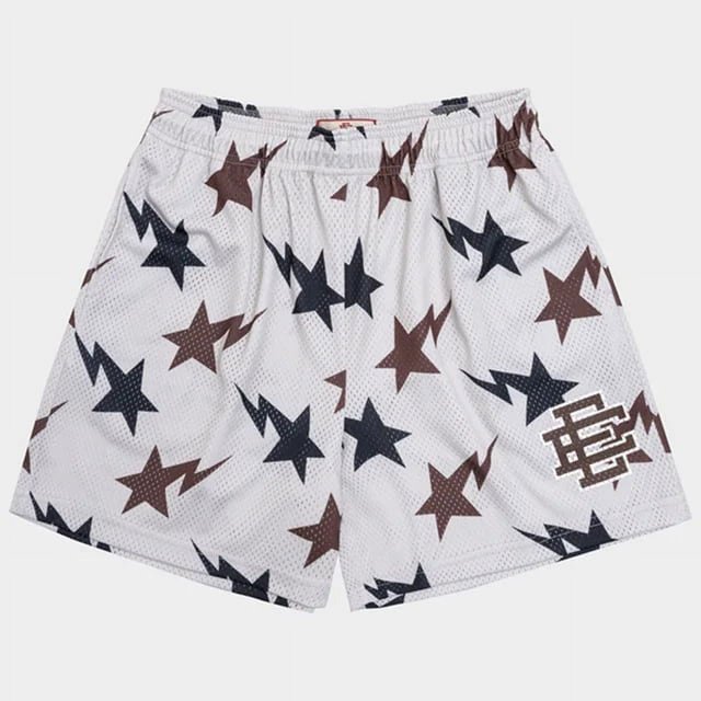 Pantalones cortos de fitness para hombre, Shorts masculinos de malla transpirable, a la moda, de estilo deportivo, Para playa, 2024white coffee WJX