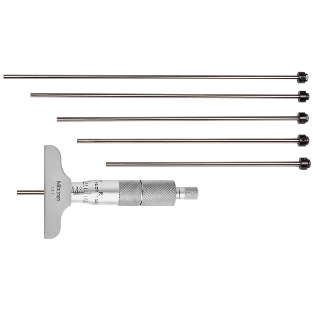 Micrómetro de profundidad Mitutoyo 129-128 0-6 pulgadas/0,001 pulgadas con base de 2,5 cm
