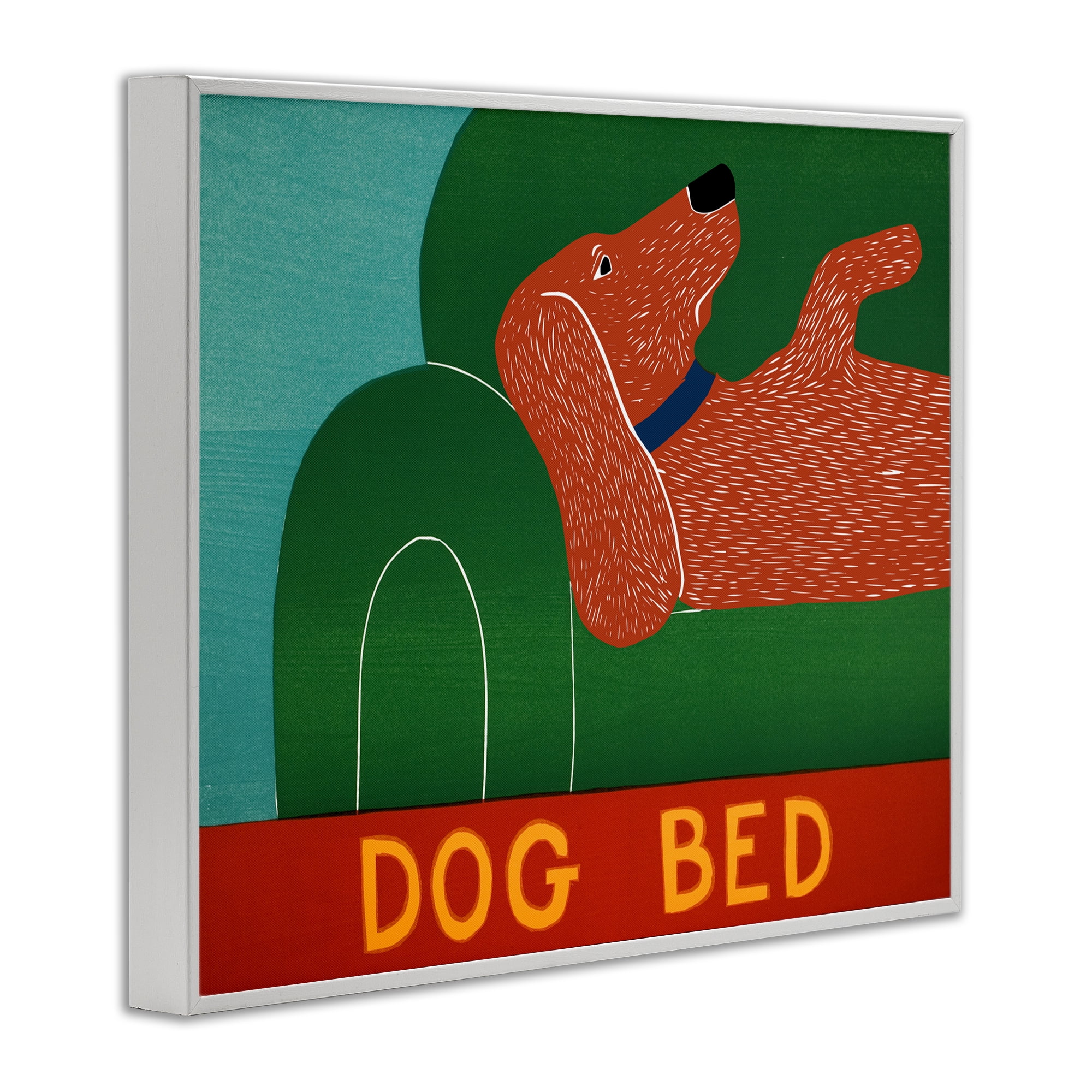 Dog Bed Couch White Framed Giclee Art, design by Stephen Huneck