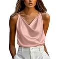 thumbnail image 5 of SSZMDLB Women Sleeveless V Neck Tank Top Satin Solid Slim Fit Elegant Party Blouse Casual Summer Tops Dressy Basic Tee Shirt Date Night Outfits, Pink S, 5 of 8