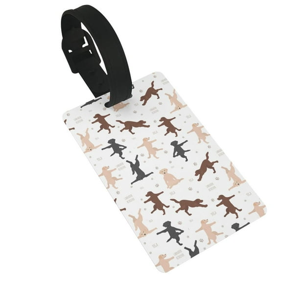 Hirioo Yoga Labrador Retriever for Luggage ID Tag with Adjustable Strap Travel Baggage Bag Tags Suitcase Identify Labels for Women Men