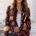 thumbnail image 5 of Women's Fashion Christmas Printed Long Sleeve Knitted Cardigan Button Down Jacket for Holiday Casual Wear and Women's Outerwear with Festive Design,Coffee,M, 5 of 6