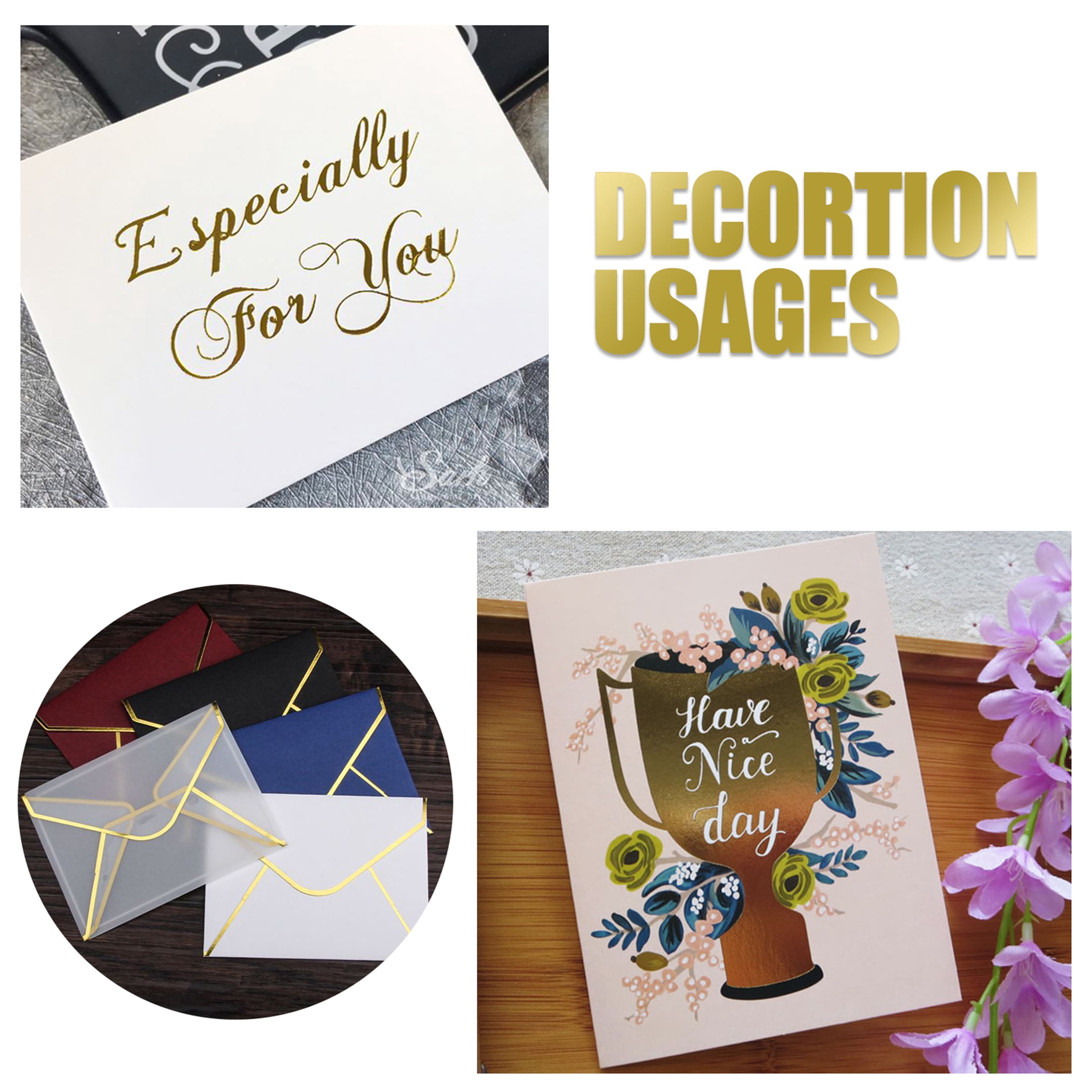 Briartw 7 Roll 196.85x7.6 inch Toner Reactive Foil Paper/Hot Stamping Foilby Laser Printer and Laminator for Make a Greeting Card, Wedding Invitation