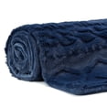 thumbnail image 3 of Chanasya Cable Knit Embossed Faux Fur Throw Blanket - Reverse Mink Modern, Comteporary, Elegant, Super Soft, Warm and Cozy for Bed, Couch, Living Room and Bedroom Home Décor (50x65 Inches) Blue, 3 of 6