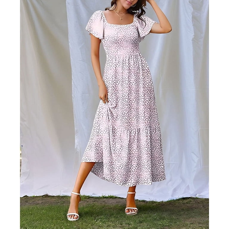 boho smocked dress Garden Party Smocked Floral Maxi Dress | Trendy Woman Dress