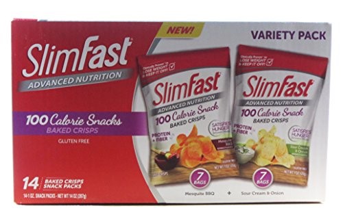 SlimFast 100 Calorie Snacks, Baked Chips Variety Pack, 1 Oz, 14 Ct ...