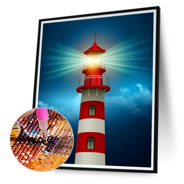 Cuadros Decorativos Kits de pintura de diamante 5D DIY de faro taladro redondo completo decoración de pared manualidades regalo Tmvgtek embutido en tela