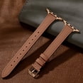 thumbnail image 5 of BANDOVA Slim Genuine Leather Band Compatible with Apple Watch, Women's Thin Replacement Strap, Brown with Rose Gold, 38/40/41mm, 5 of 7