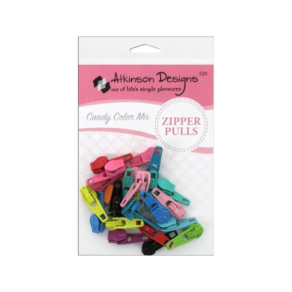 Atkinson Designs YKK Zipper Pulls Candy Colors30pc