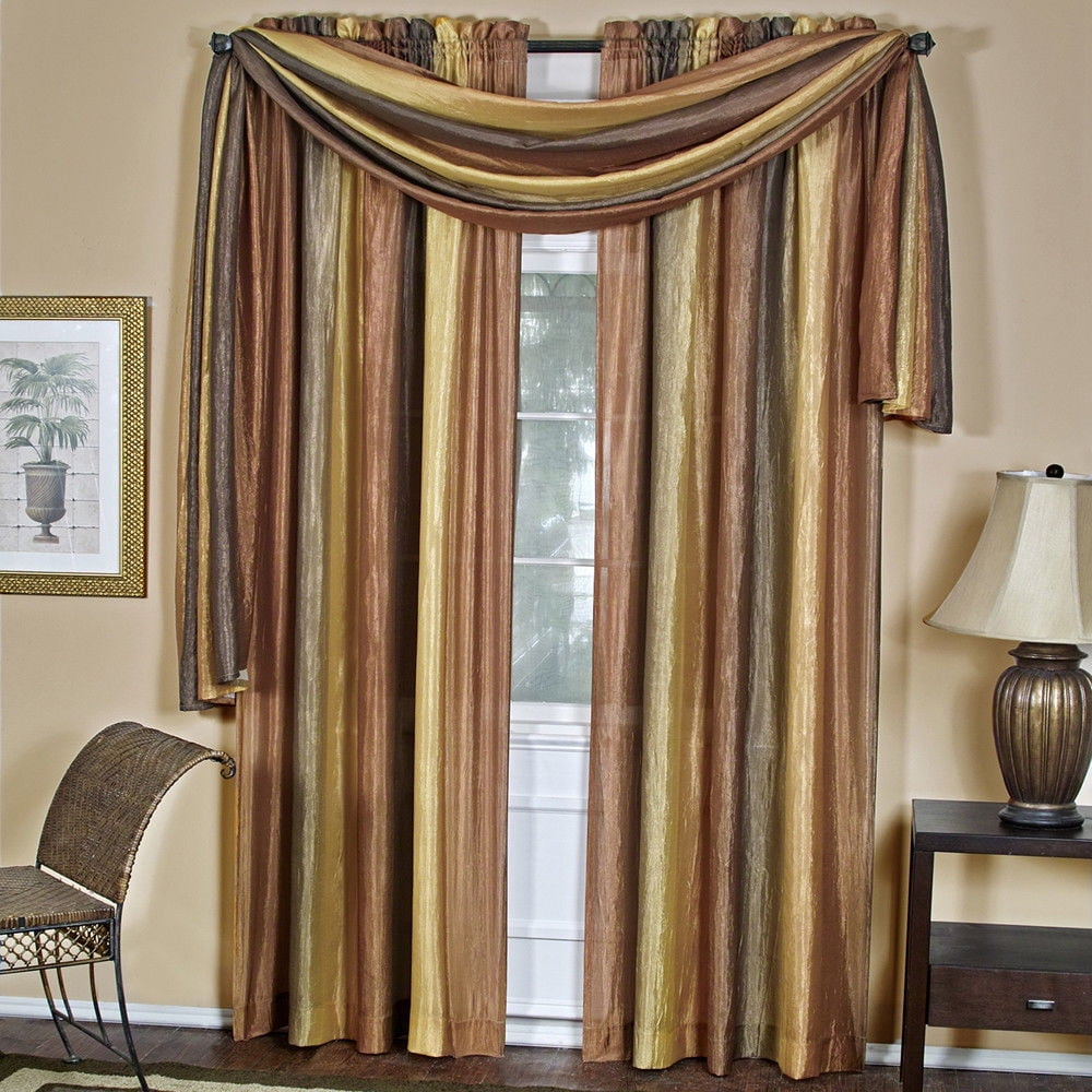Royal Ombre Crushed Semi Sheer Window Curtain Scarf Treatment - Autumn Spice