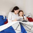 thumbnail image 4 of Feelyou Independence Day Teens Bedding Comforter Set 7pcs, Blue Red Stars Queen Bedding Sets, Countryside Wooden Plank Reversible Queen Sheet Sets, Lightweight Room Decor, 4 of 7