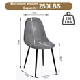 thumbnail image 2 of Pemberly Row Dining Chairs Set of 4 Upholstered Seat with Black Metal Legs Grey, 2 of 6