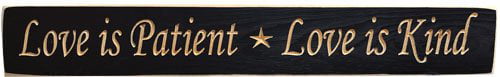 Love Is Patient Engraved Stars Sign Distressed Wood Plaque Country Primitive Wall Décor